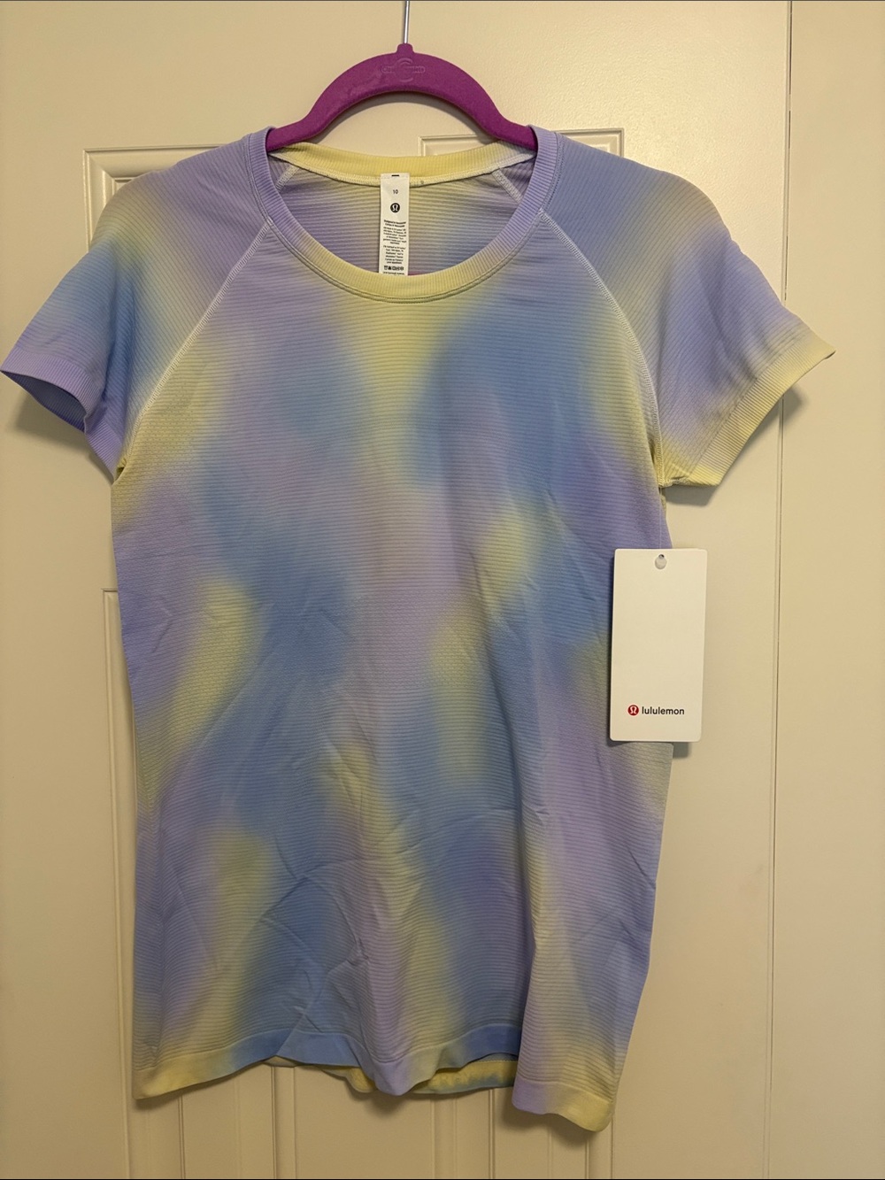 lululemon athletica Short Sleeve Tie-Dye Tee in Lavender and Pale Yellow